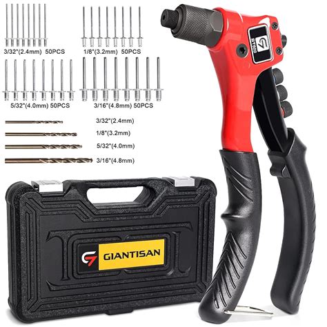 rebet gun|Rivet Gun, GIANTISAN Pop Rivet Tool Kit with 200 Rivets and 4 .